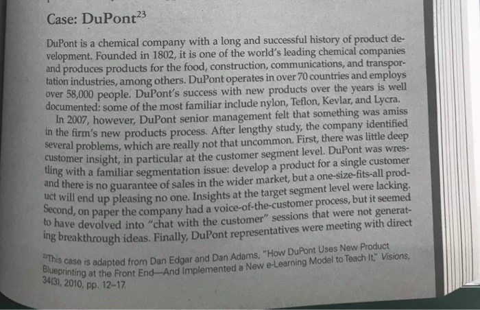 Answer each questions. Case: DuPont Case:
