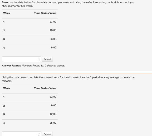 Based on the data below for chocolate demand per