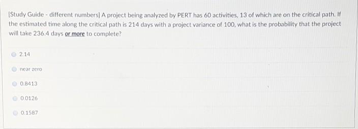 Study Guide - different numbers) A project being
