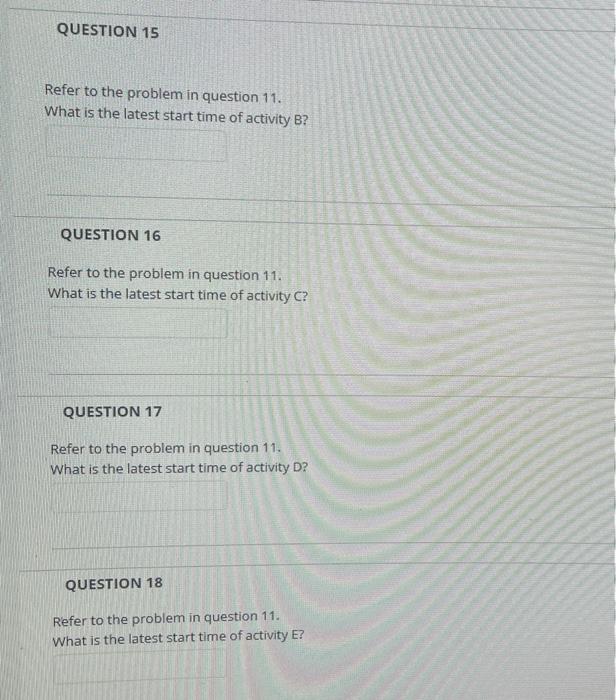 QUESTION 11 Problem #1: The data related to the