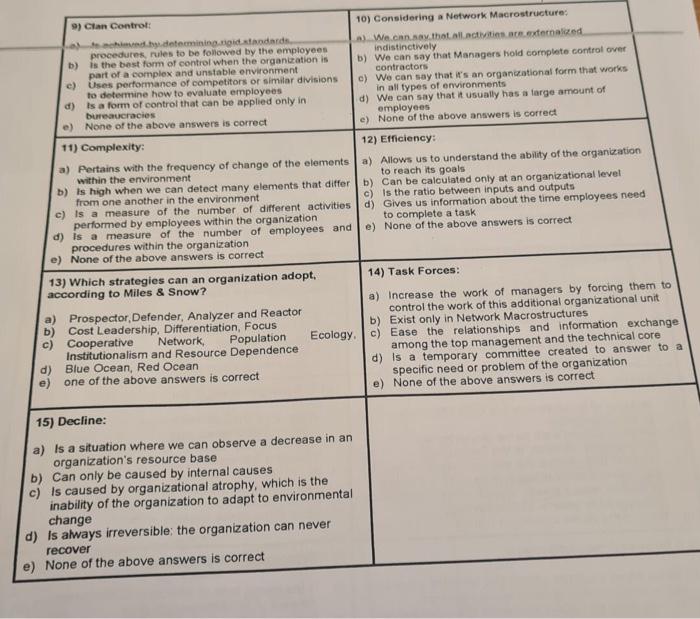 9) Clan Control: al b) to achieved by