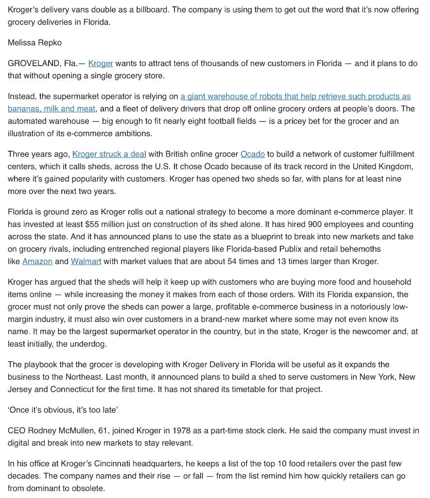 CASE STUDY 2: PUBLIX VS KROGER Instructions: 1.