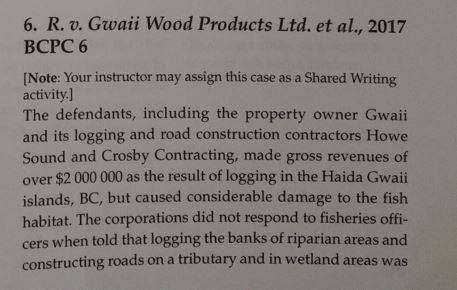 6. R. v. Gwaii Wood Products Ltd. et al., 2017
