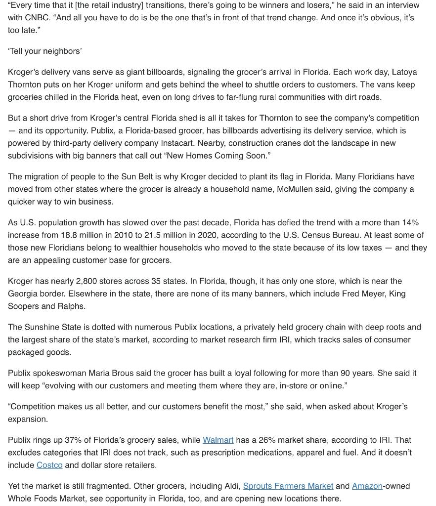 CASE STUDY 2: PUBLIX VS KROGER Instructions: 1.