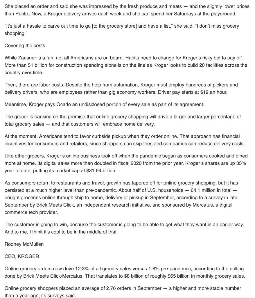 CASE STUDY 2: PUBLIX VS KROGER Instructions: 1.