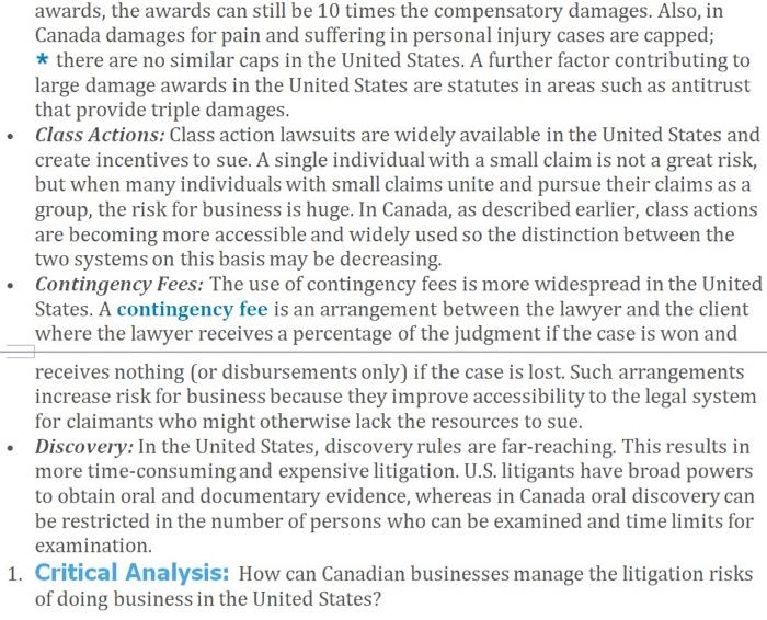 The Risks of Litigation in the United States A