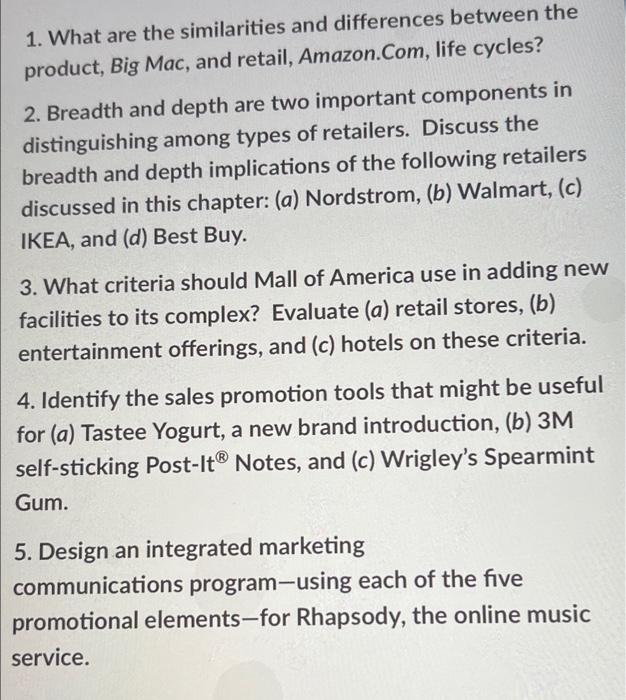 1. What are the similarities and differences