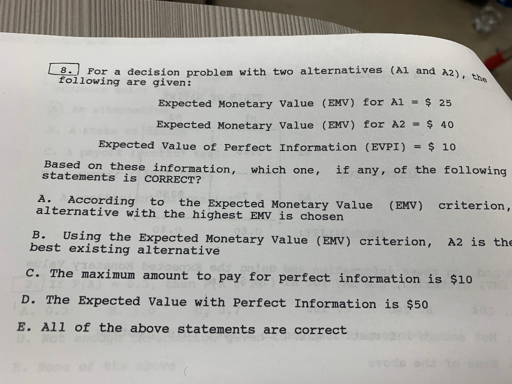 L8. For a decision problem with two alternatives