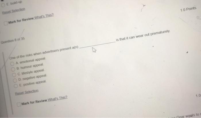 number 8 E build-up Reset Selection 10 Points