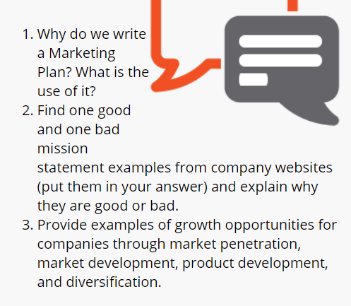 E 1. Why do we write a Marketing Plan? What is