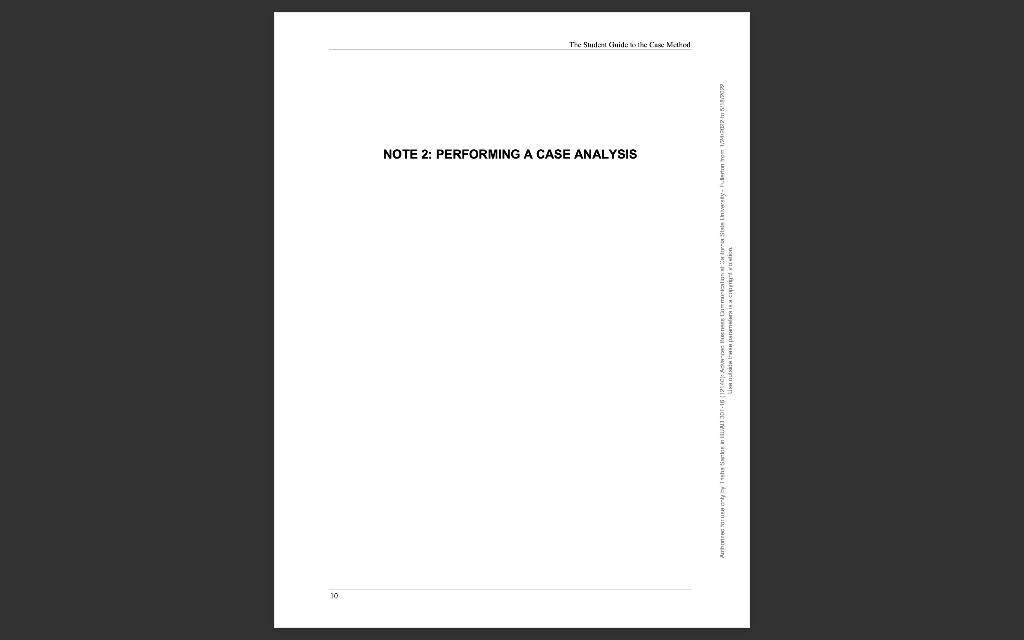 1. In Note 2: Performing a Case Analysis (pages