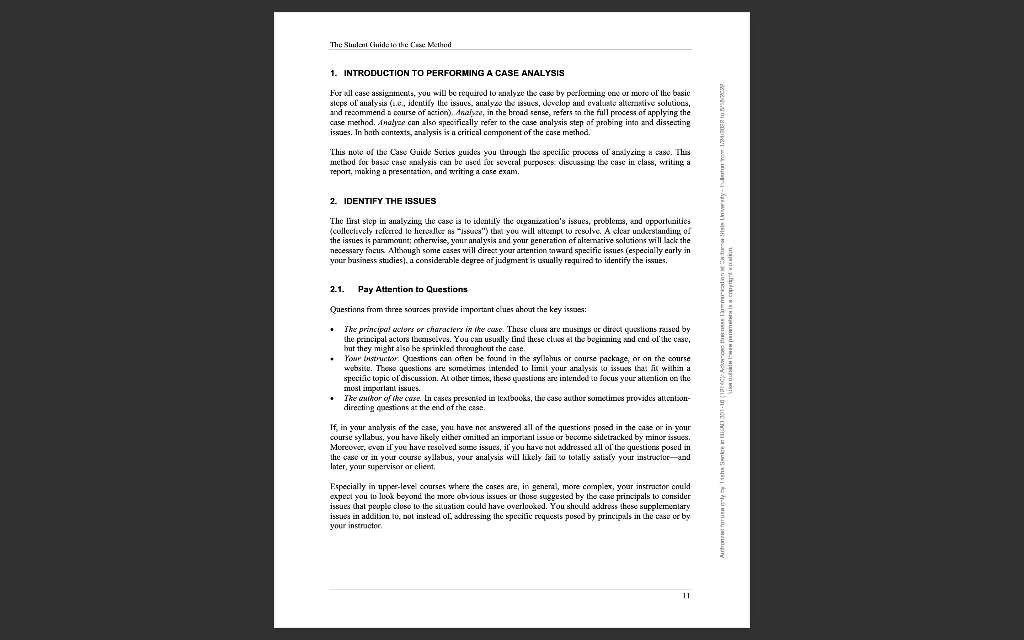 1. In Note 2: Performing a Case Analysis (pages