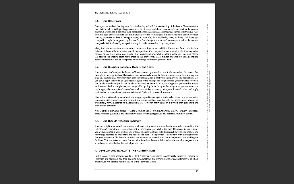 1. In Note 2: Performing a Case Analysis (pages