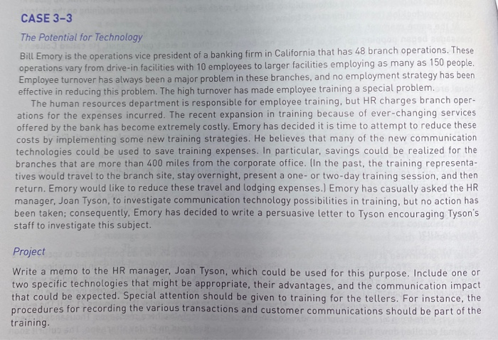 CASE 3-3 The Potential for Technology Bill Emory