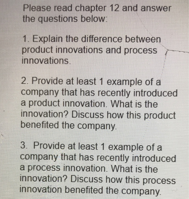 Please read chapter 12 and answer the questions