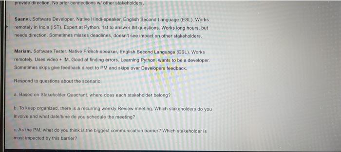 You are the PM for a team building a web