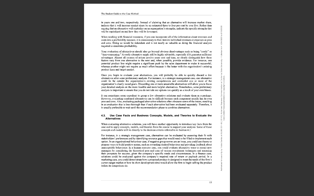 1. In Note 2: Performing a Case Analysis (pages