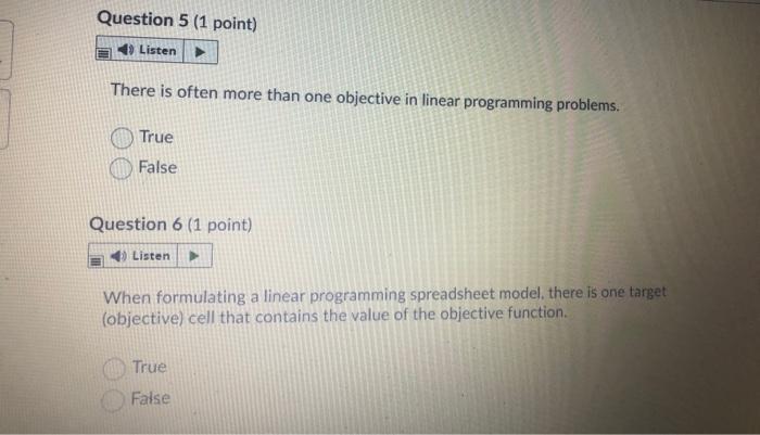 Question 1 (1 point) Listen There are two primary