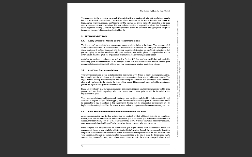 1. In Note 2: Performing a Case Analysis (pages