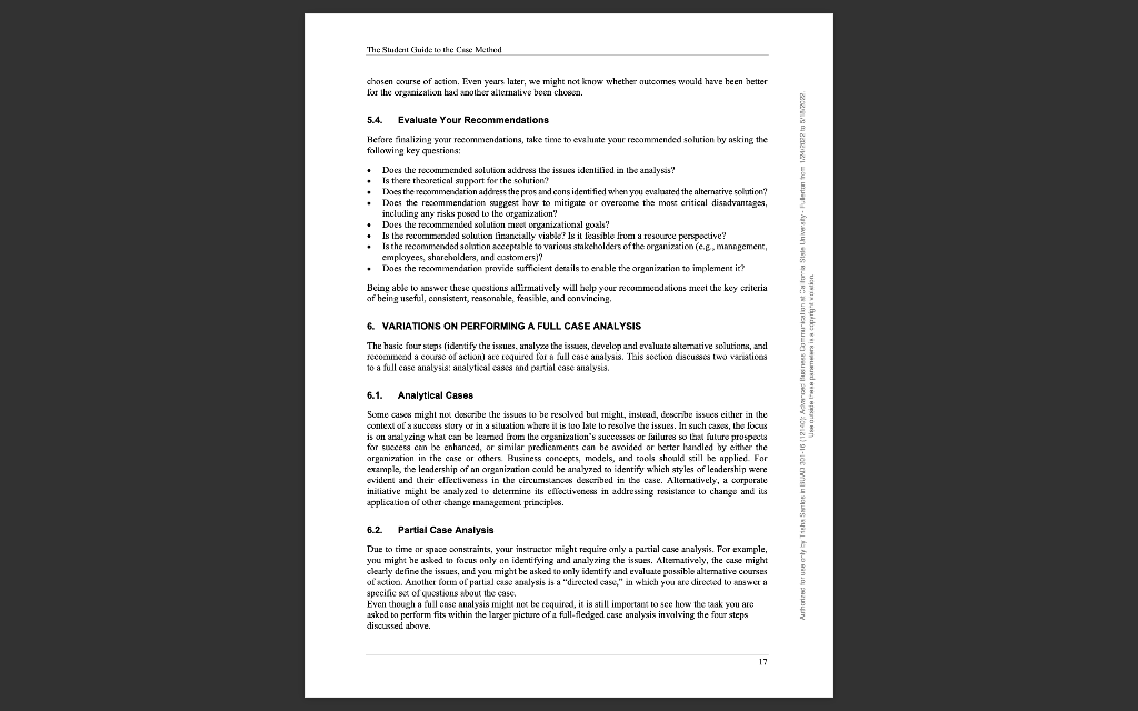 1. In Note 2: Performing a Case Analysis (pages