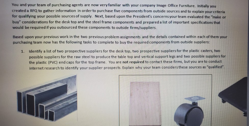 You and your team of purchasing agents are now