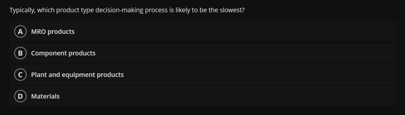 Typically, which product type decision-making