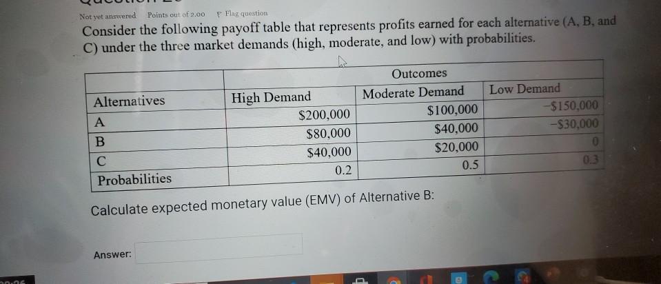 Not yet answered Points out of 2.00 P Flag