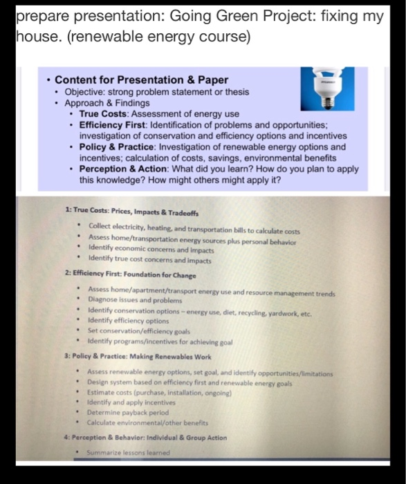 renewable energy course. just do an example for a