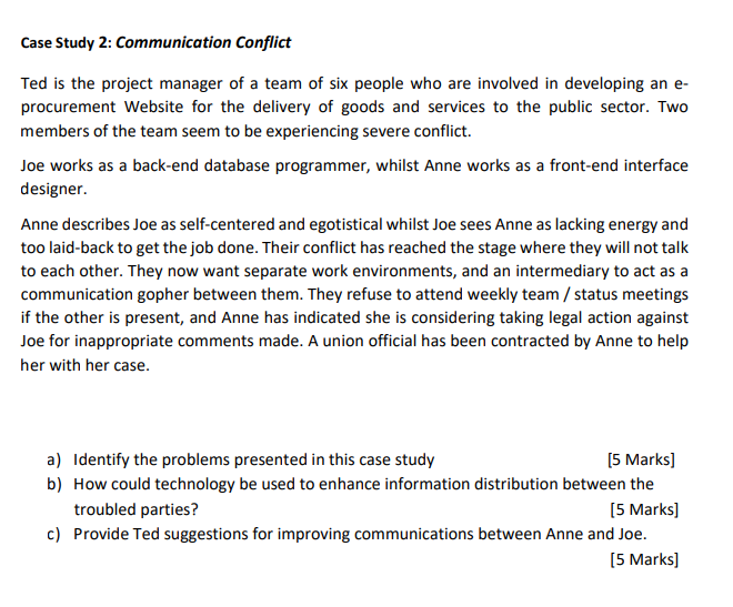 Case Study 2: Communication Conflict Ted is the