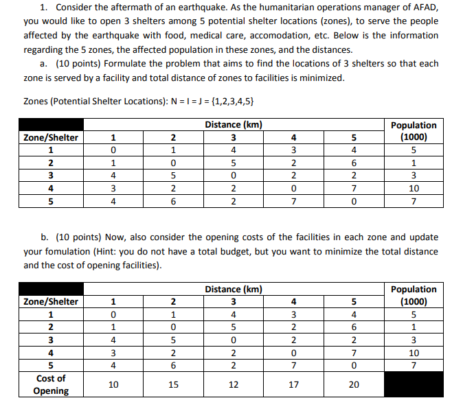 1. Consider the aftermath of an earthquake. As