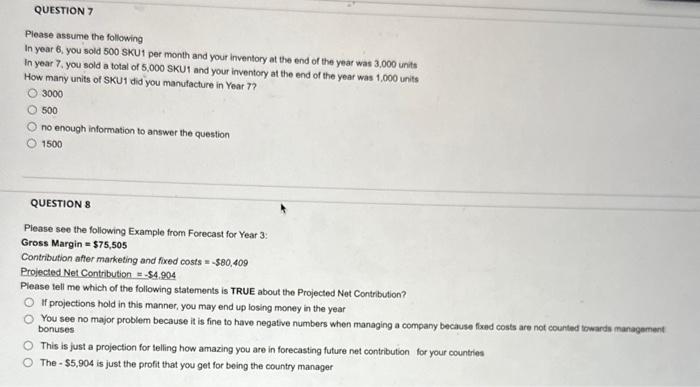 Please assume the following In year 6, you sold