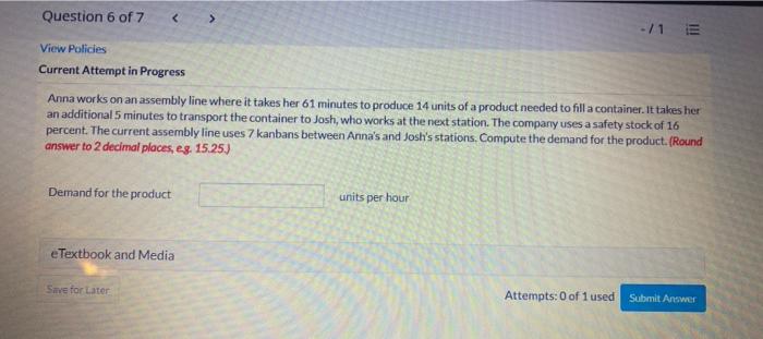 Question 6 of 7 <  style=