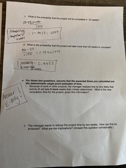 question E 1 and 2 please PROD 315 Summary