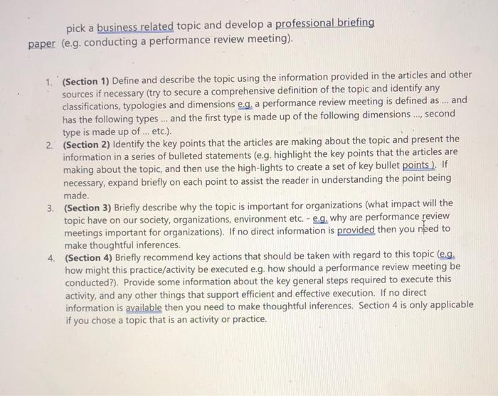 pick a business related topic and develop a