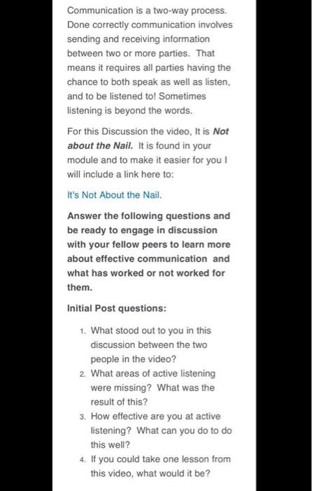 Communication is a two-way process. Done