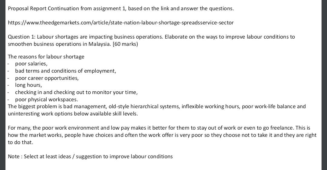 Proposal Report Continuation from assignment 1 ,