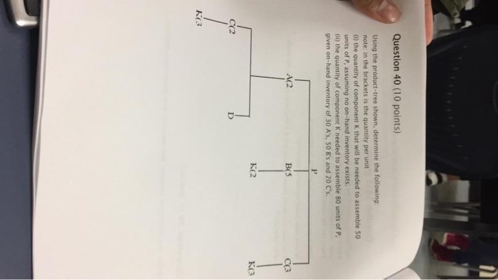 Question 40 (10 points) Using the product-tree