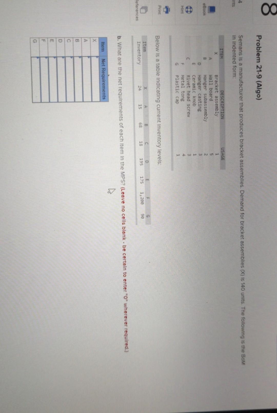 problem 21-9 8 Problem 21-9 (Algo) 4 Semans is a
