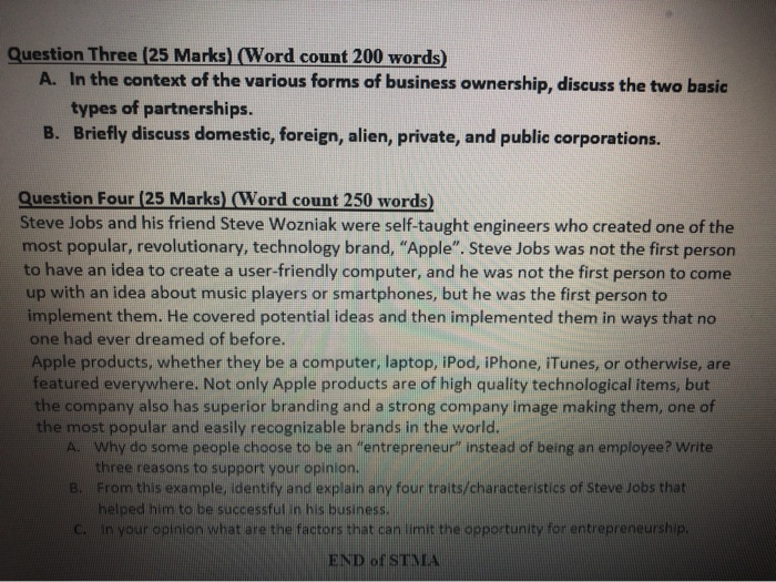 Question Three (25 Marks) (Word count 200 words)