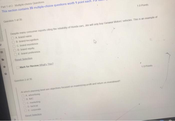 the answer for number 1 and 2 1 0 Points Part 1