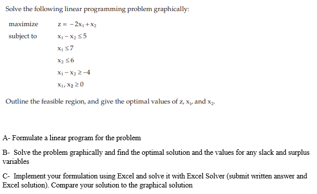 Solve the following linear programming problem