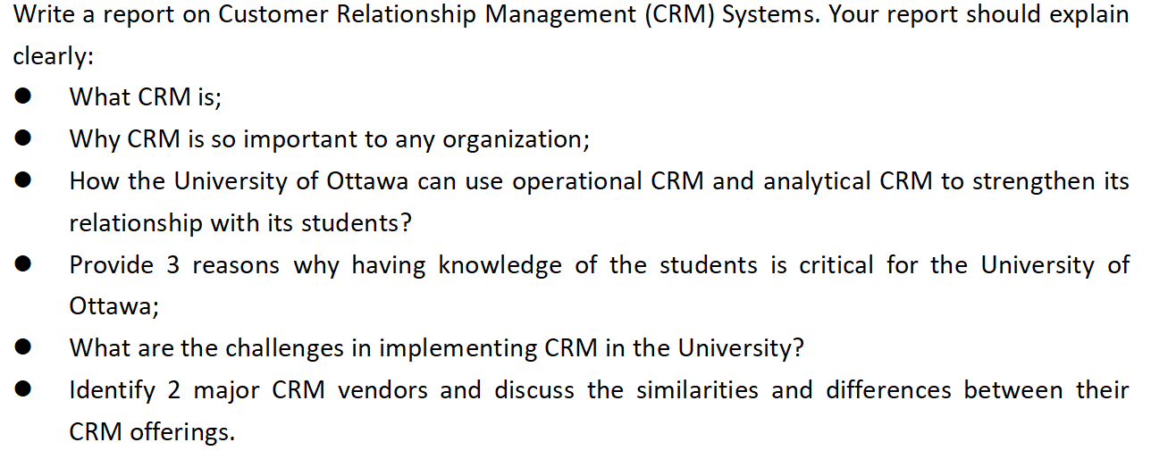 Write a report on Customer Relationship