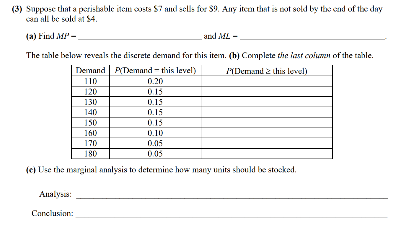 Please show all work a (3) Suppose that a