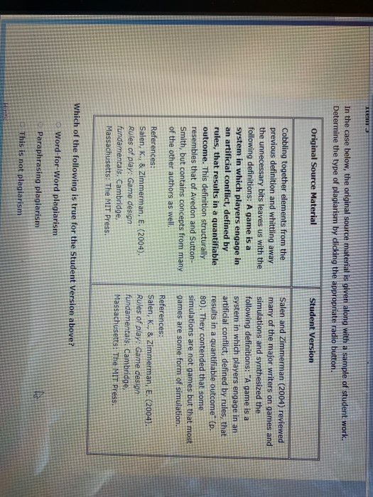 Item In the case below, the original source