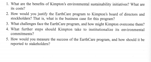 After reading the Kimpton Hotels Earthcare