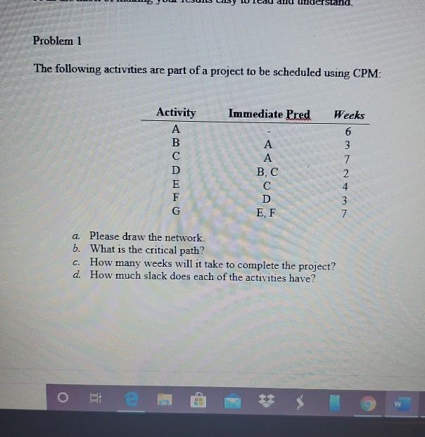 WE I SUIS LAS y ledu d Unerstand. Problem 1 The