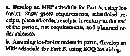 Example MRP: Final Table: 15.14 Consider the part