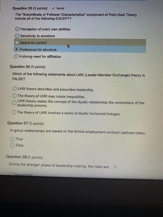 Seved Question 35 (5 points) The 'Subordinate or