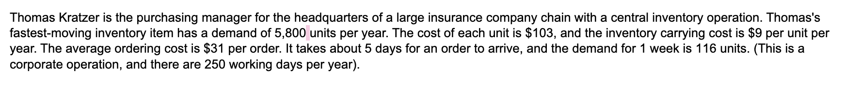 What is the EOQ? What is the average inventory if