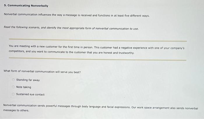 5. Communicating Nonverbally Nonverbal